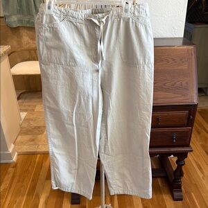 New York and Company tan cropped flare cargoIsh style Drawstring Pants